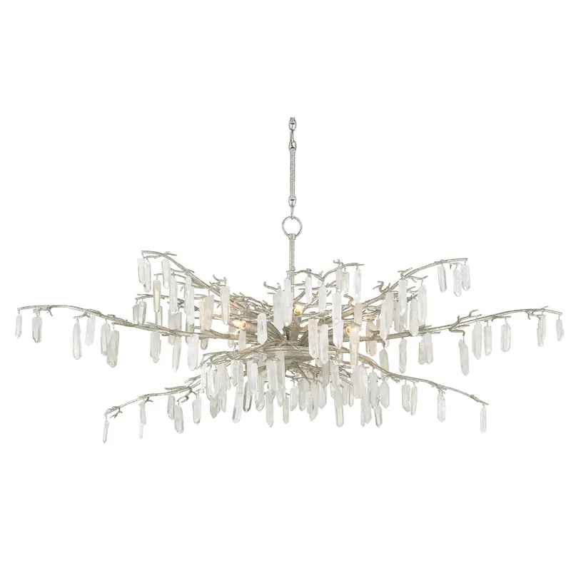 Forest Dawn Silver Chandelier - Textured Silver/Natural