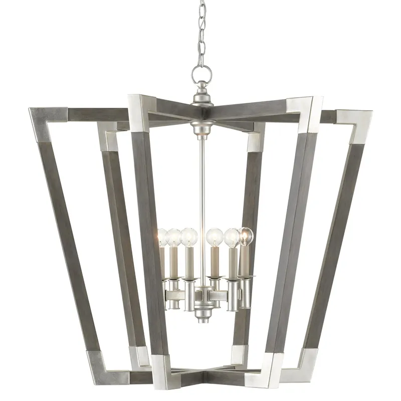 Bastian Large Gray Lantern - Chateau Gray/Contemporary Silver Leaf
