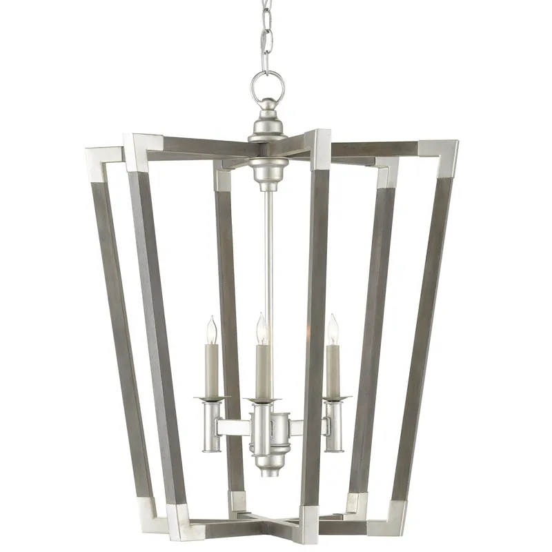 Bastian Medium Gray Lantern - Chateau Gray/Contemporary Silver Leaf