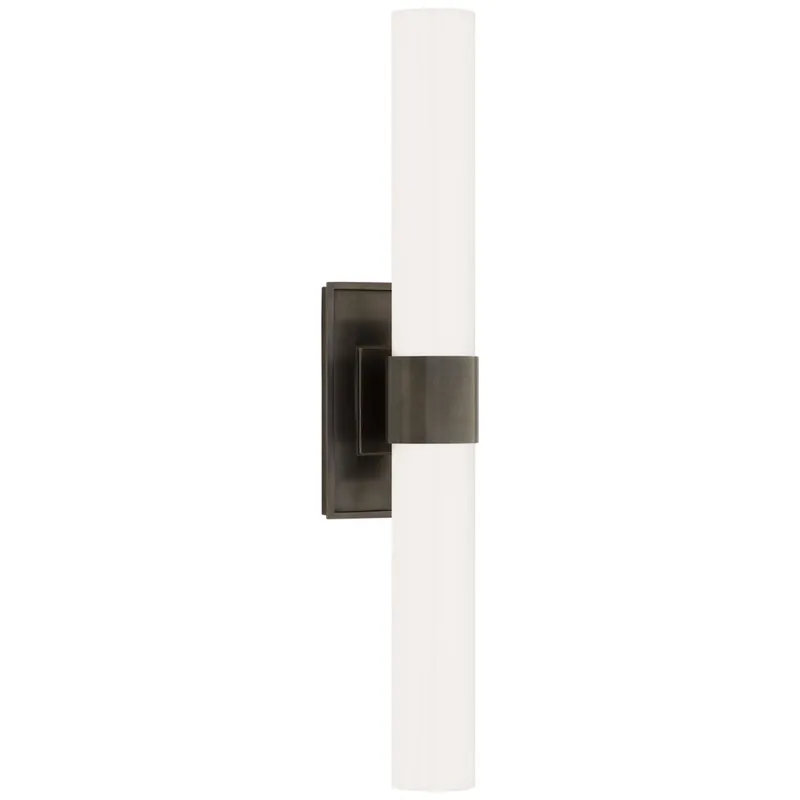 Ian K. Fowler Presidio Petite Double Sconce in Bronze with White Glass Wall Light W4.75" x H23"