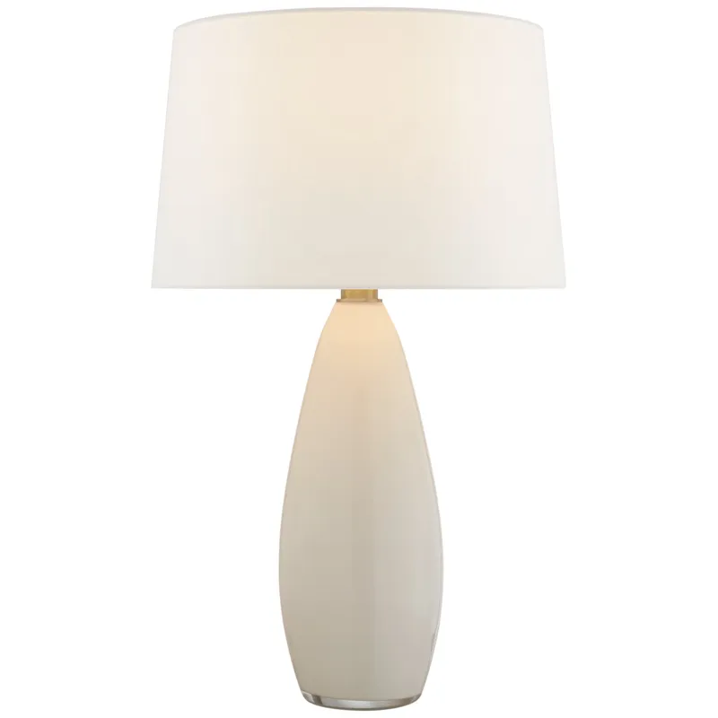 Chapman & Myers Myla Large Tall Table Lamp in White Glass with Linen Shade W18.25" x H29.25"