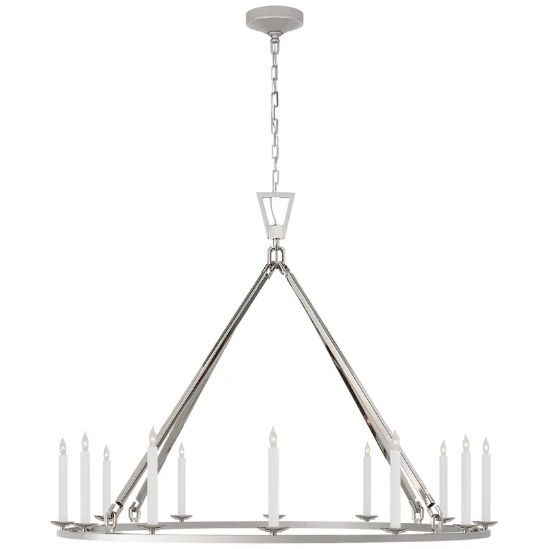 Chapman & Myers Darlana Extra Large Single Ring Chandelier in Polished Nickel Ceiling Light W50" x H38.75"