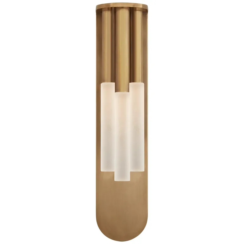 Kelly Wearstler Rousseau Medium Multi-Drop Sconce in Antique-Burnished Brass with Etched Crystal Wall Light W4.5" x H20"