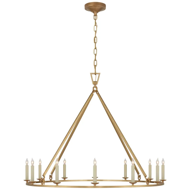 Chapman & Myers Darlana Large Single Ring Chandelier in Antique-Burnished Brass Ceiling Light W40" x H31.5"