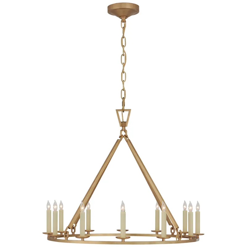 Chapman & Myers Darlana Medium Single Ring Chandelier in Antique-Burnished Brass Ceiling Light W30" x H24.5"