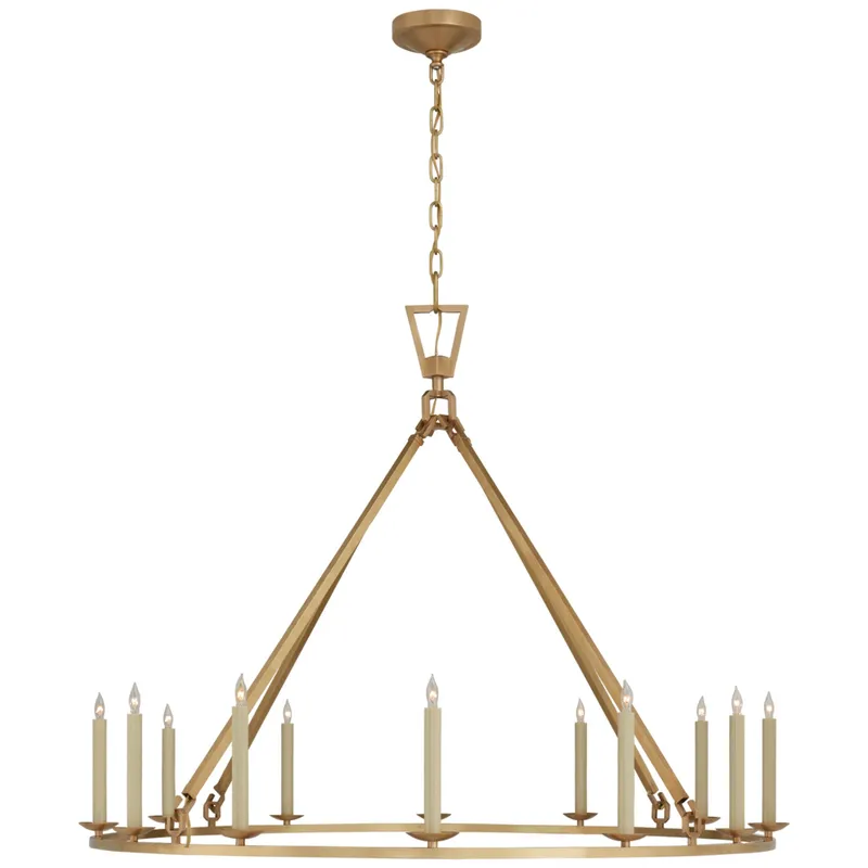 Chapman & Myers Darlana Extra Large Single Ring Chandelier in Antique-Burnished Brass Ceiling Light W50" x H38.75"