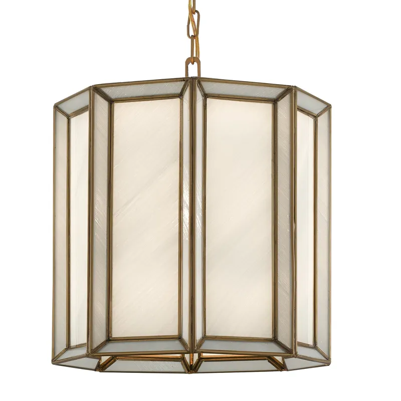 Daze Medium Pendant - Antique Brass/White