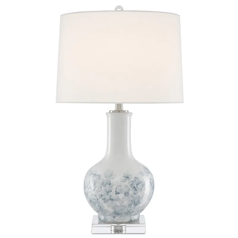 Myrtle White Table Lamp - White/Blue/Clear/Polished Nickel