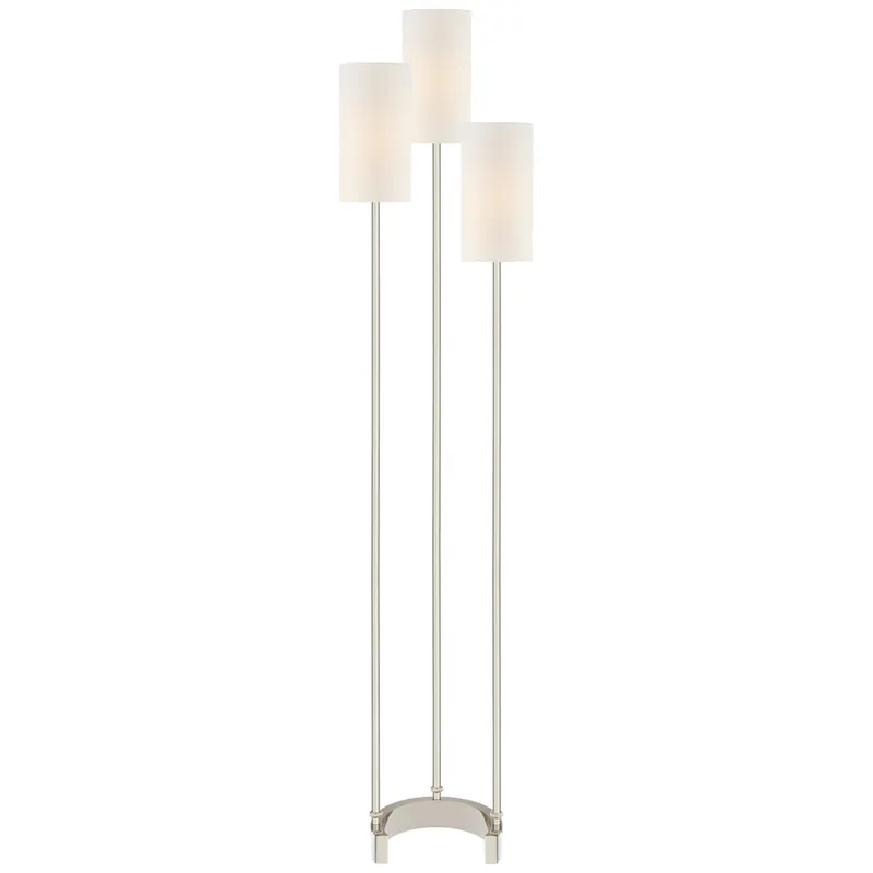 Suzanne Kasler Aimee Floor Lamp in Polished Nickel with Linen Shades W15.5" x H67.75"