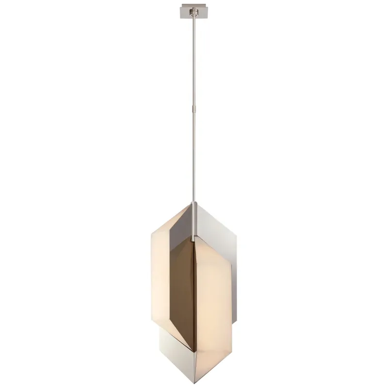Kelly Wearstler Ophelion Medium Pendant in Polished Nickel with Alabaster Ceiling Light W13.5"