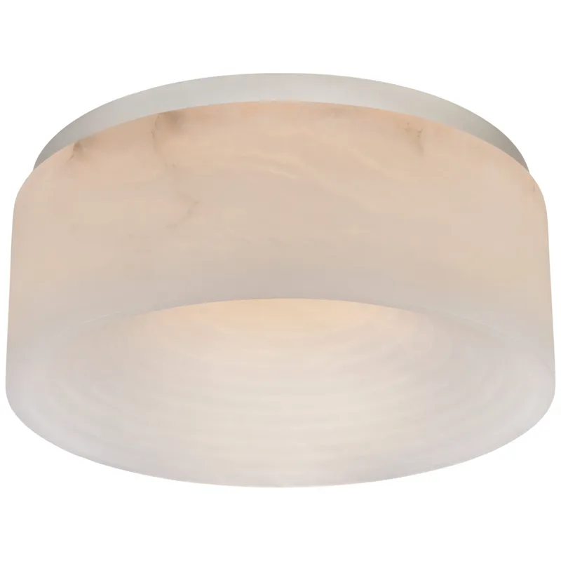 Kelly Wearstler Otto Medium Flush Mount in Polished Nickel with Alabaster Ceiling Light W12" x H5"