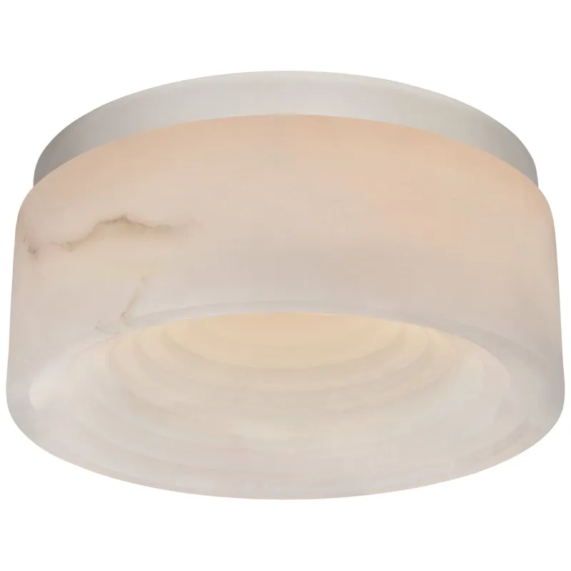 Kelly Wearstler Otto Small Flush Mount in Polished Nickel with Alabaster Ceiling Light W8" x H3.5"