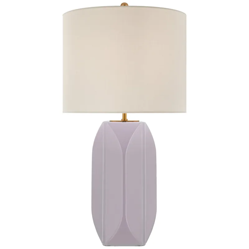 kate spade new york Carmilla Medium Table in Lilac with Linen Shade Table Lamp W14.5" x H28"