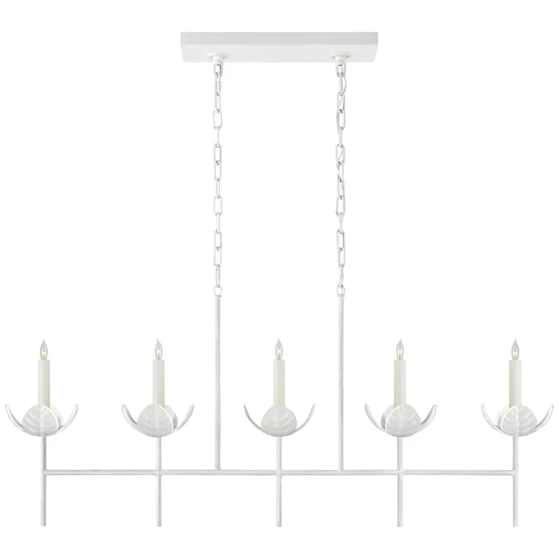 Julie Neill Illana Large Linear Chandelier in Plaster White Ceiling Light W50.5" x 7" x H22.75"