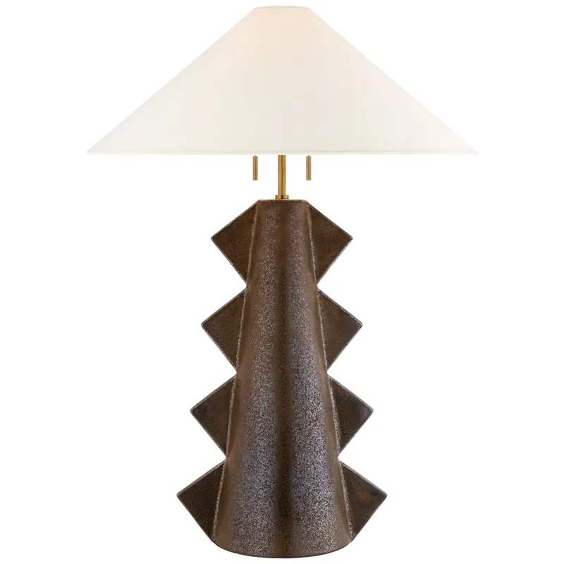 Kelly Wearstler Senso Large Table Lamp in Crystal Bronze with Linen Shade W24" x H33"