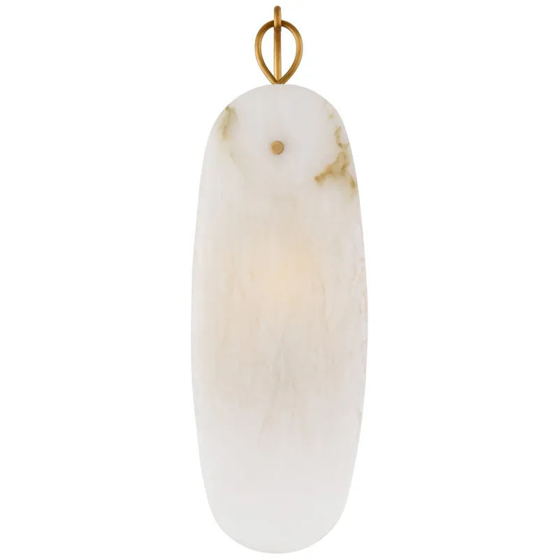 Chapman & Myers Cora Small Sconce in Antique-Burnished Brass with Alabaster Wall Light W5.25" x H16.5"