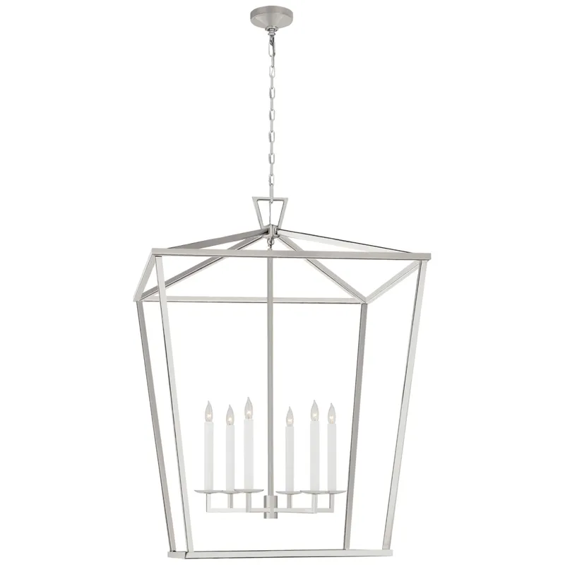 Chapman & Myers Darlana XXL Lantern in Polished Nickel Ceiling Light W36" x H50.5"