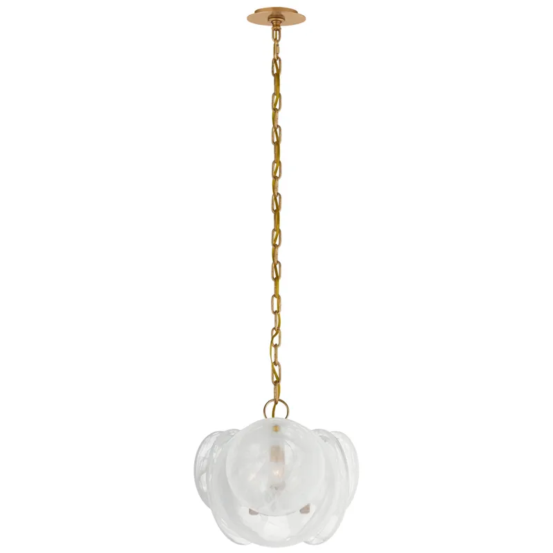 AERIN Loire Petite Chandelier in Gild with White Strie Glass Ceiling Light W15.5" x H14.5"