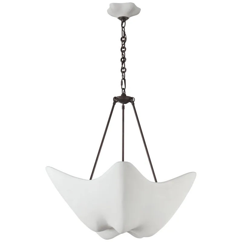 AERIN Cosima Medium Chandelier in Bronze with Plaster White Shade Ceiling Light W28" x H27.25"