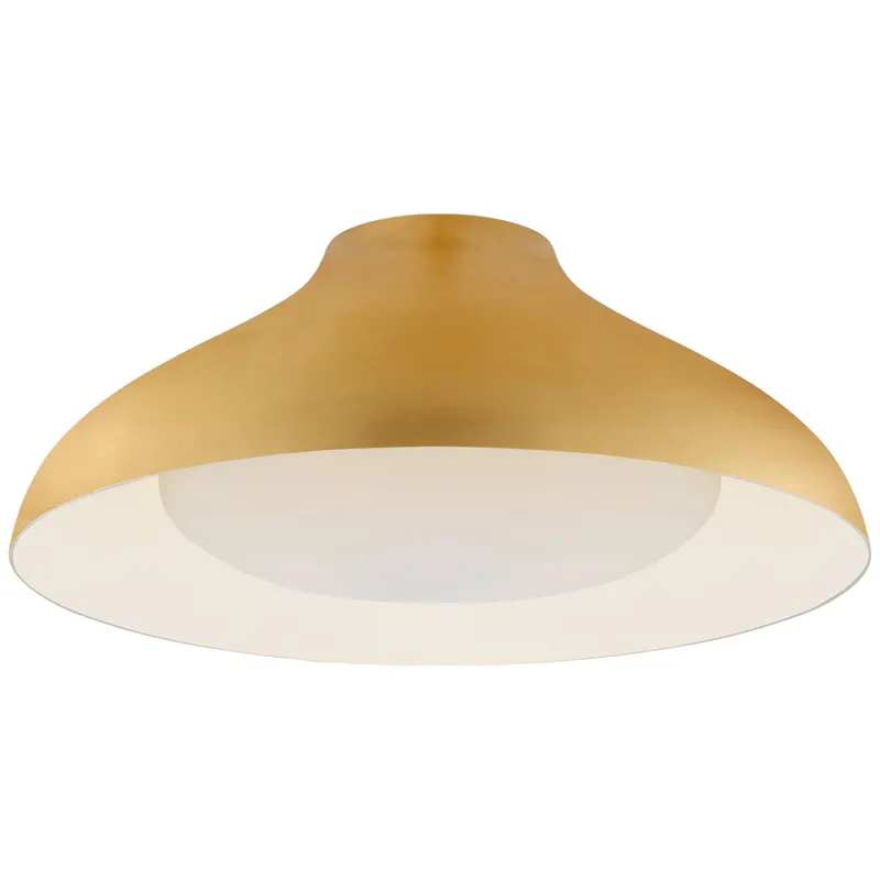 AERIN Agnes 18" Flush Mount in Gild with Soft White Glass Ceiling Light W18" x H7"