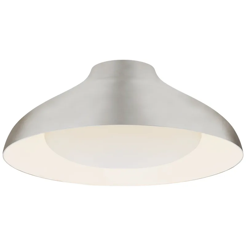 AERIN Agnes 18" Flush Mount in Burnished Silver Leaf with Soft White Glass Ceiling Light W18" x H7"