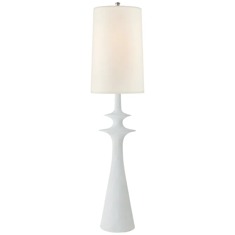 AERIN Lakmos Floor Lamp in Plaster White with Linen Shade W14.5'' x H58.25"