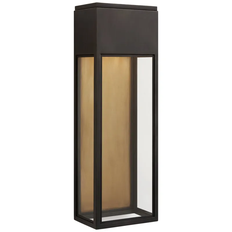 Chapman & Myers Irvine Large 3/4 Wall Lantern in Bronze with Clear Glass Outdoor Lighting W8.75" x H26.5"