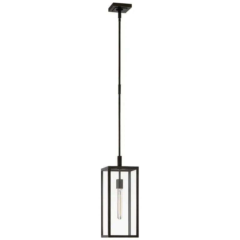 Chapman & Myers Fresno Small Hanging Lantern in Aged Iron with Clear Glass Outdoor Lighting W8"