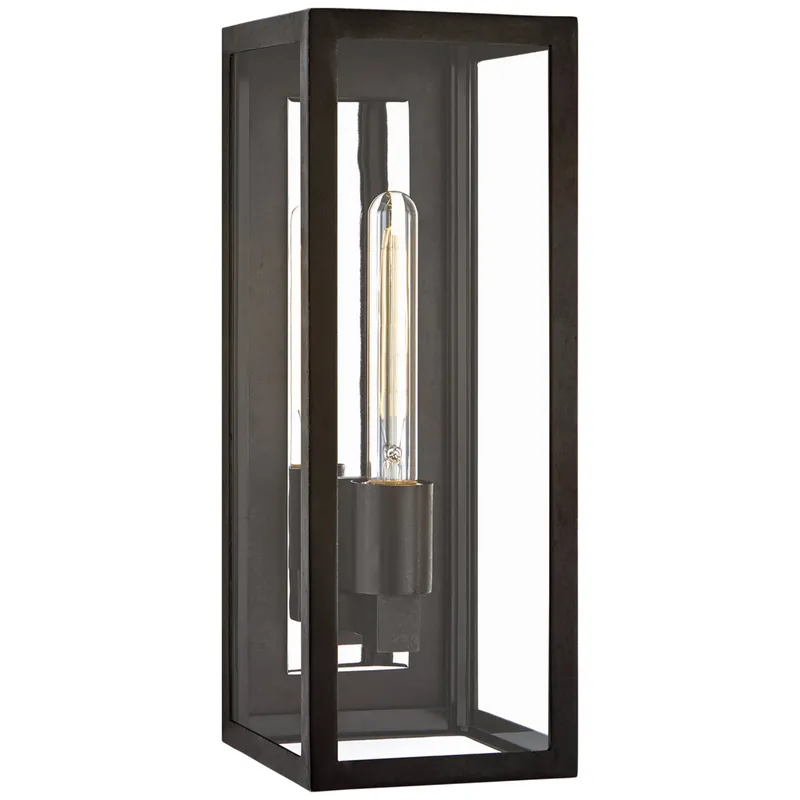 Chapman & Myers Fresno Medium 3/4 Wall Lantern in Aged Iron with Clear Glass Outdoor Lighting W6" x H16"