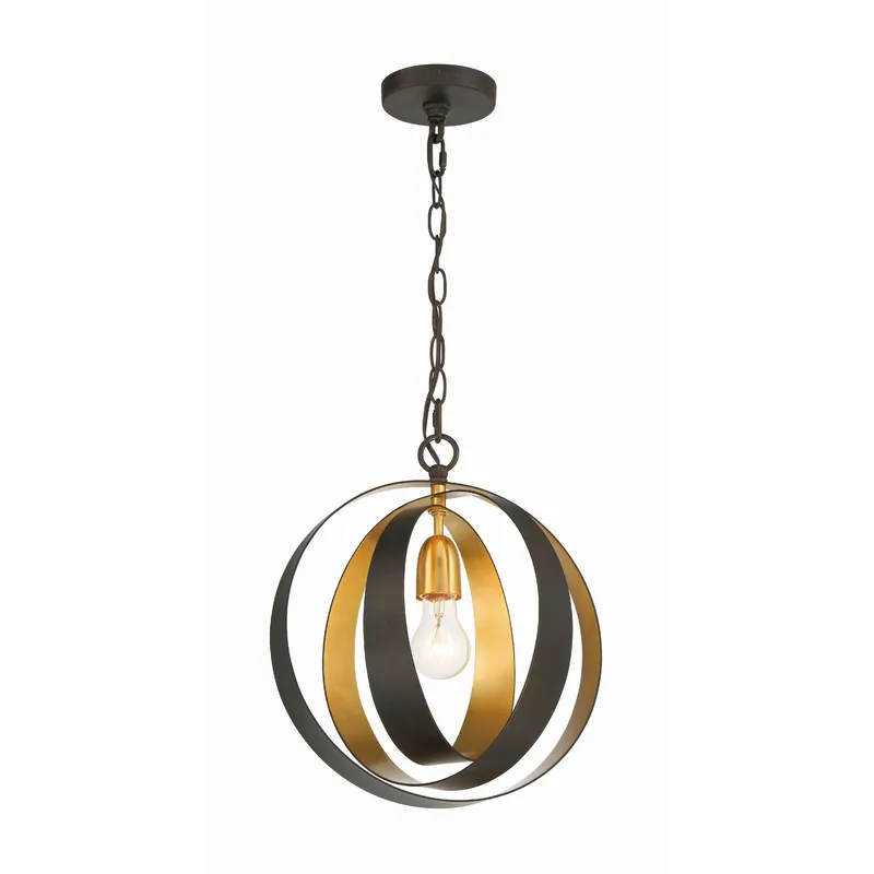 Luna 12'' English Bronze + Antique Gold Chandelier Bronze 12"W x 13.75"H x 12"D