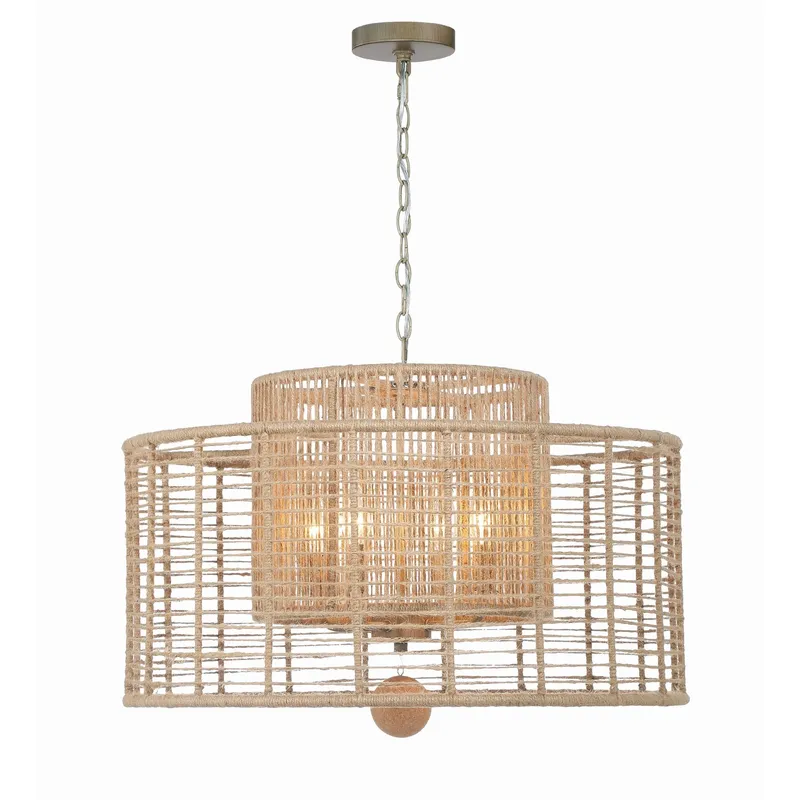 Jayna 25'' Burnished Silver Chandelier Tan 25"W x 16.5"H x 25"D