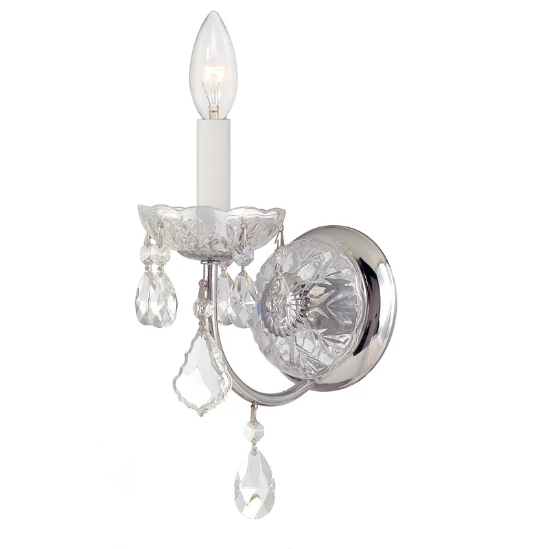 Imperial 4.75'' Hand Cut Crystal Polished Chrome Sconce Silver 4.75"W x 13.5"H x 7"D