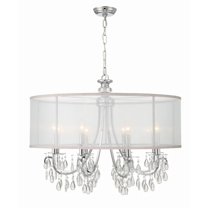 Hampton 32'' Drum Shade Polished Chrome Chandelier Silver 32"W x 26"H x 32"D