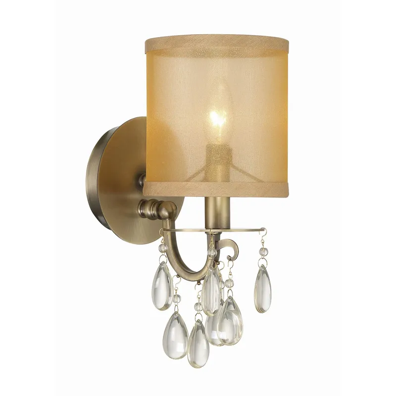 Hampton 5.5'' Drum Shade Antique Brass Sconce Gold 5.5"W x 13"H x 7.5"D
