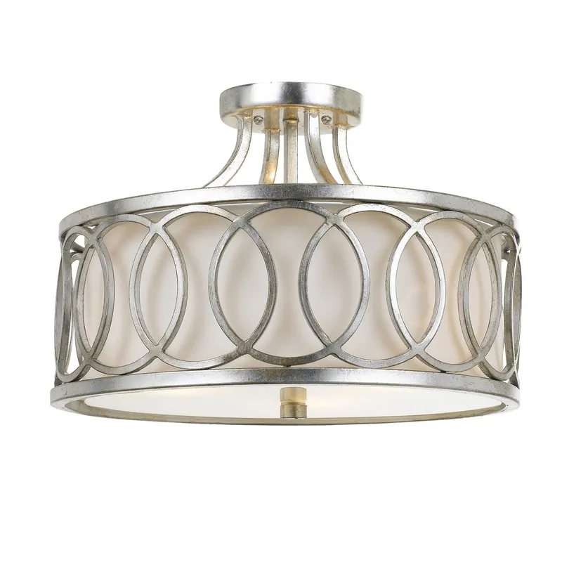 Libby Langdon Graham 15'' Antique Silver Semi Flush Mount Silver 15"W x 11"H x 15"D