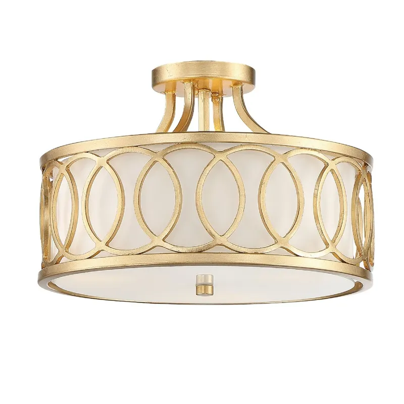 Libby Langdon Graham 15'' Antique Gold Semi Flush Mount Gold 15"W x 11"H x 15"D