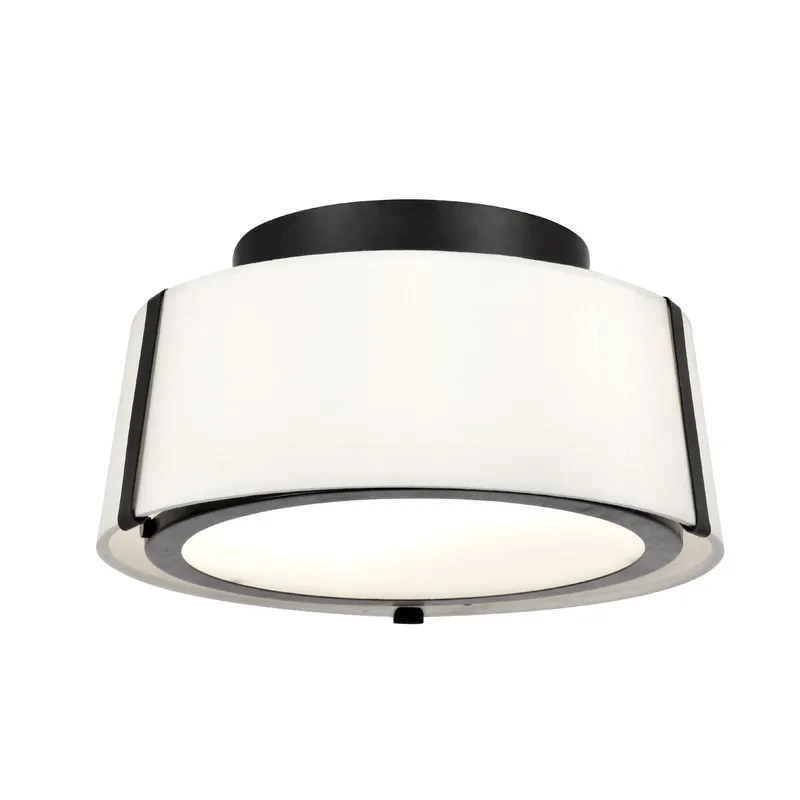 Fulton 12'' Black Semi Flush Mount Black 12"W x 6"H x 12"D
