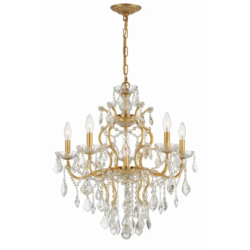 Filmore 23'' Hand Cut Crystal Antique Gold Chandelier Gold 23"W x 27.5"H x 23"D