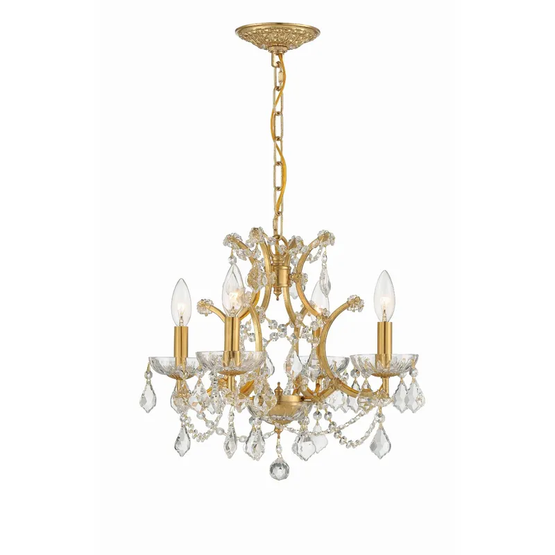 Filmore 17.5'' Hand Cut Crystal Antique Gold Chandelier Gold 17.5"W x 12.5"H x 17.5"D