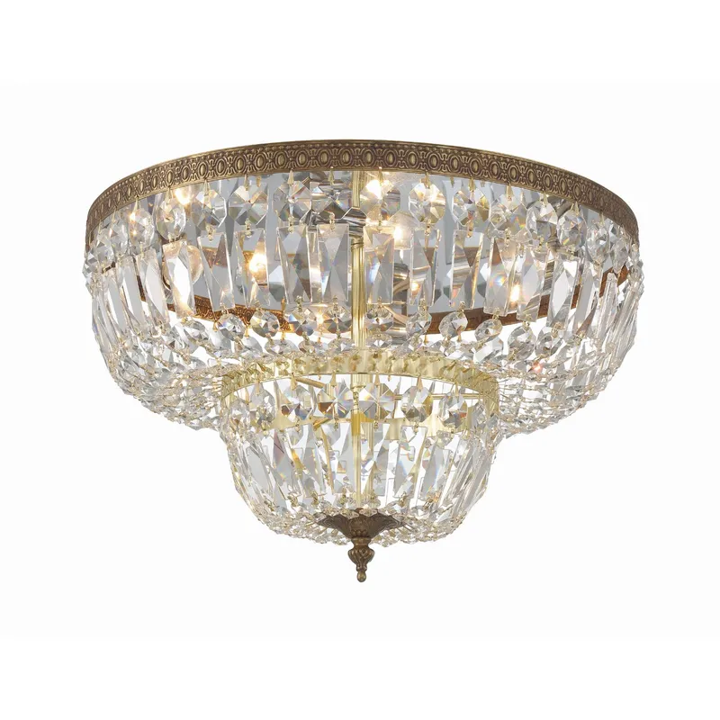 Waltham 18'' Clear Hand Cut Olde Brass Flush Mount Gold 18"W x 11.5"H x 18"D