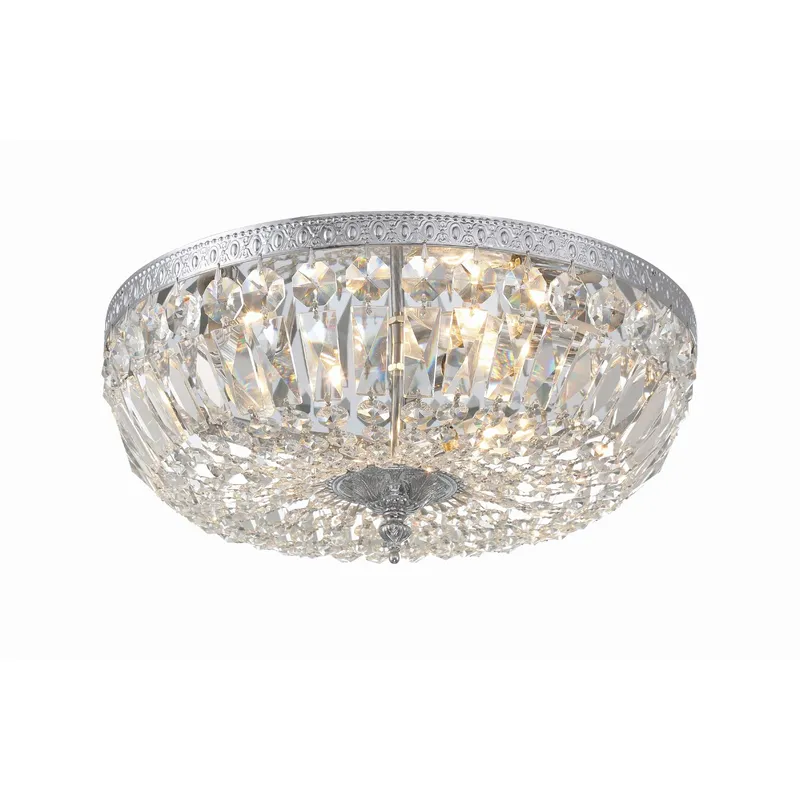 Waltham 16'' Clear Hand Cut Polished Chrome Flush Mount Silver 16"W x 7"H x 16"D