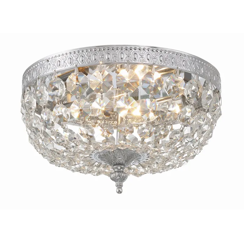 Waltham 10'' Clear Hand Cut Polished Chrome Flush Mount Silver 10"W x 6.5"H x 10"D