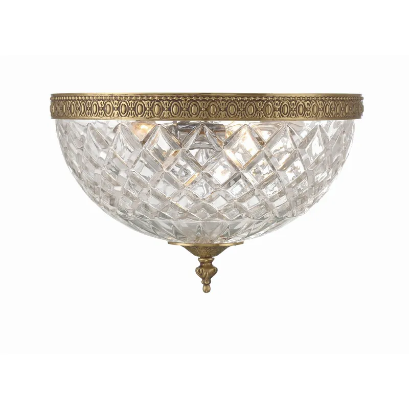 Radley 12'' Olde Brass Faceted Cut Glass Bowl Flush Mount Gold 12"W x 8"H x 12"D