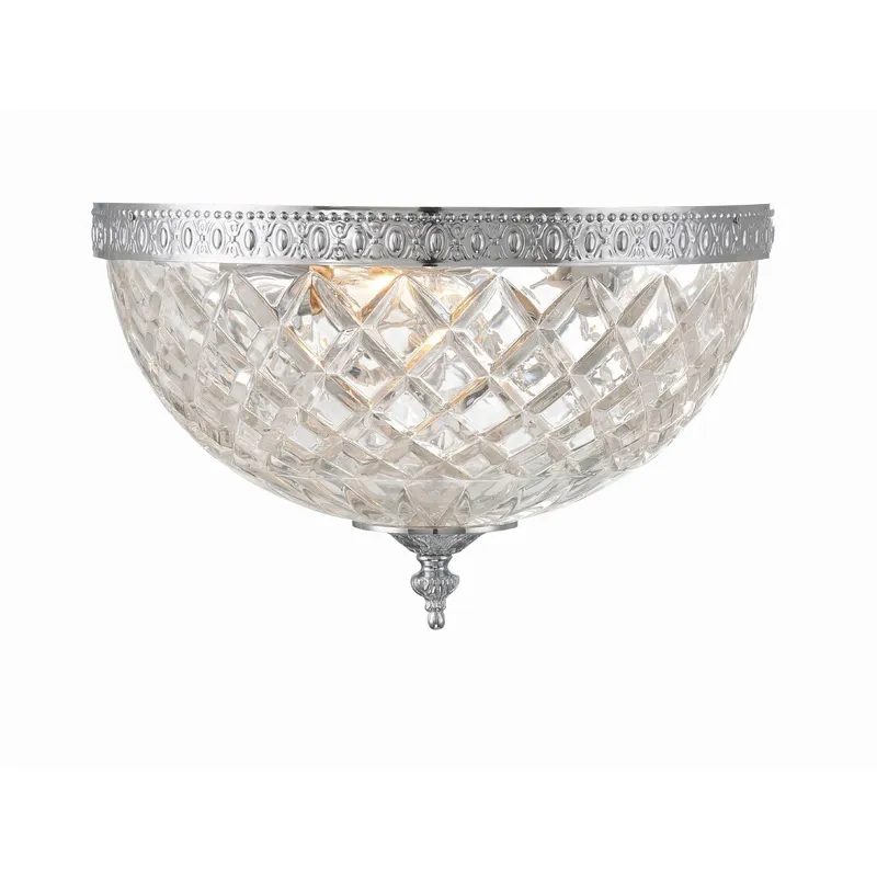 Radley 12'' Polished Chrome Faceted Cut Glass Bowl Flush Mount Silver 12"W x 8"H x 12"D