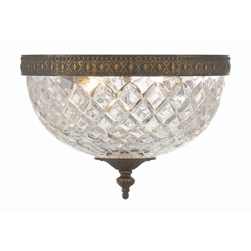 Radley 10'' English Bronze Faceted Cut Glass Bowl Flush Mount Bronze 10"W x 7"H x 10"D