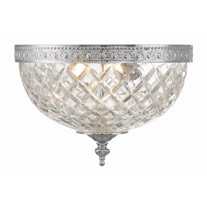 Radley 10'' Polished Chrome Faceted Cut Glass Bowl Flush Mount Silver 10"W x 7"H x 10"D