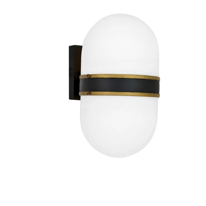 Brian Patrick Flynn Capsule 8'' Matte Black + Textured Gold Outdoor Sconce Black 8"W x 13.25"H x 9.25"D