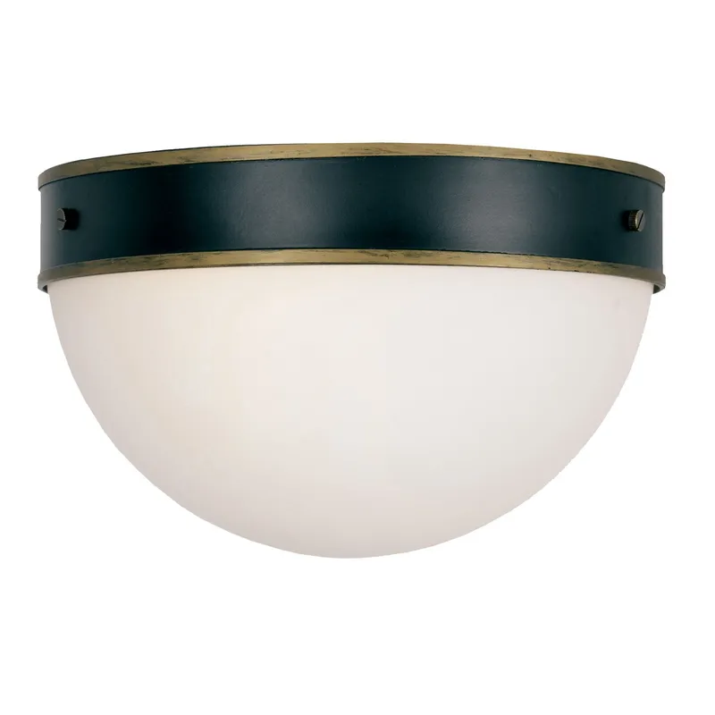 Brian Patrick Flynn Capsule 12'' Matte Black + Textured Gold Outdoor Flush Mount Black 12"W x 8"H x 12"D