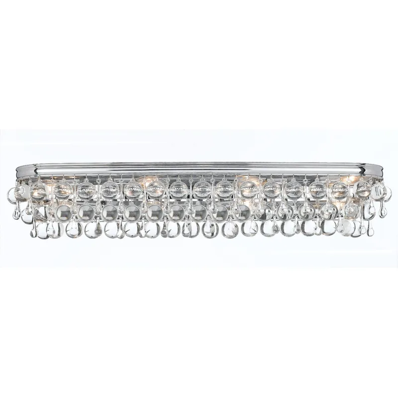 Calypso 33'' Crystal Teardrop Polished Chrome Bathroom Vanity Silver 33"W x 6.5"H x 6.5"D