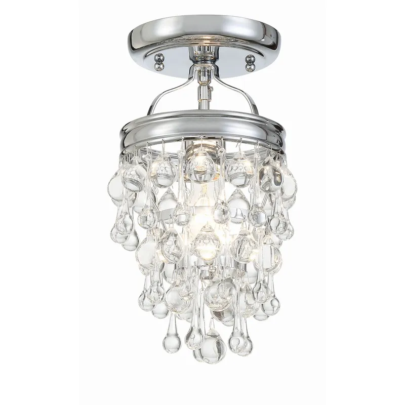 Calypso 7.25'' Crystal Teardrop Polished Chrome Semi Flush Mount Silver 7.25"W x 13"H x 7.25"D